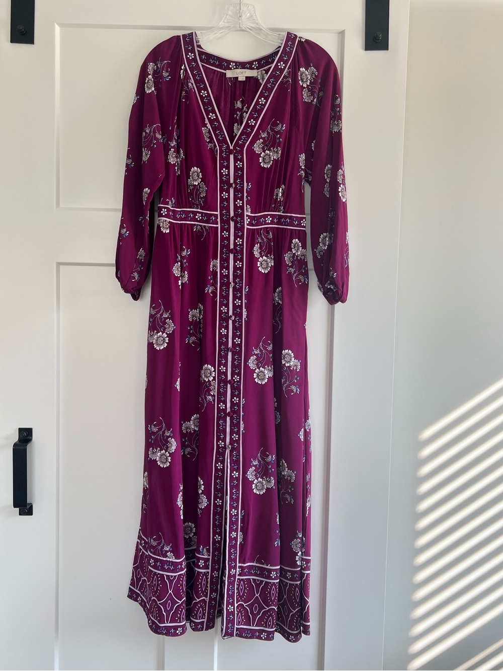 LOFT Plum Floral Midi Dress